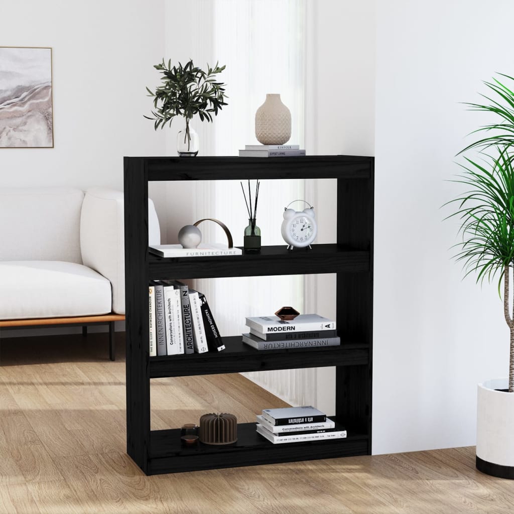 Bibliothèque/Séparateur de pièce Noir 80x30x103,5 cm Pin massif - XIOS