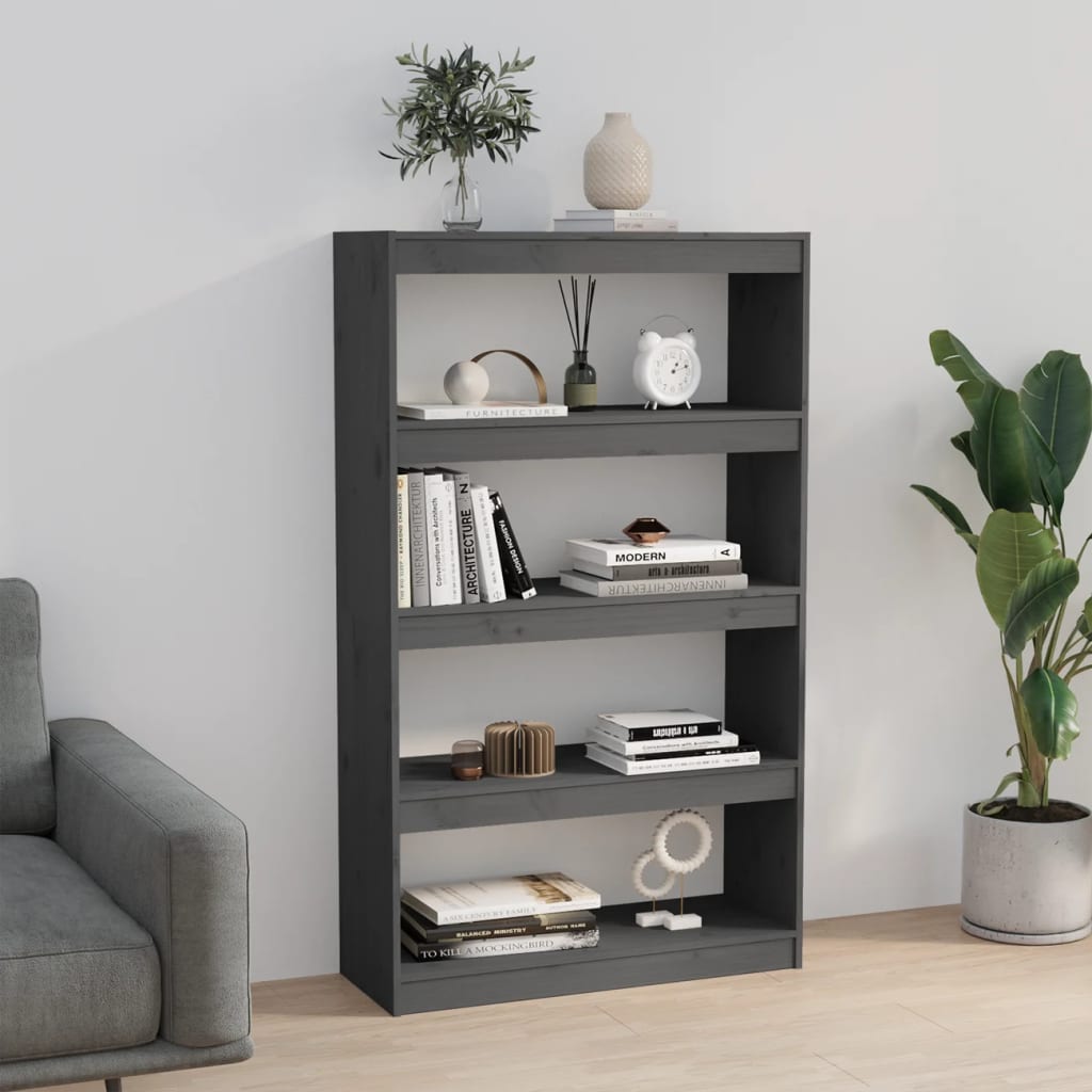 Bibliothèque/Séparateur de pièce Gris 80x30x135,5 cm Pin massif - XIOS
