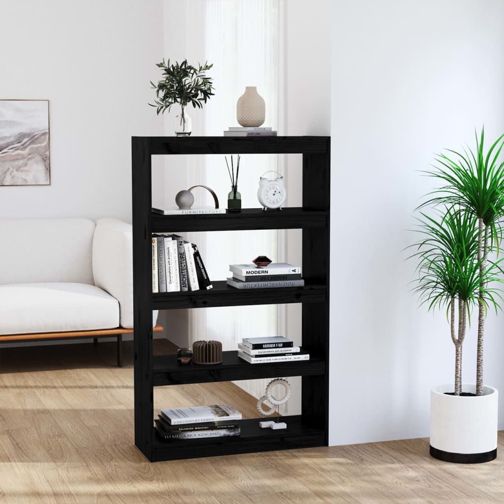 Bibliothèque/Séparateur de pièce Noir 80x30x135,5 cm Pin massif - XIOS