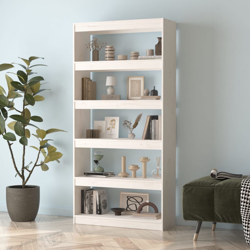 Bibliothèque/Séparateur de pièce Blanc 80x30x167,4cm Pin massif - XIOS