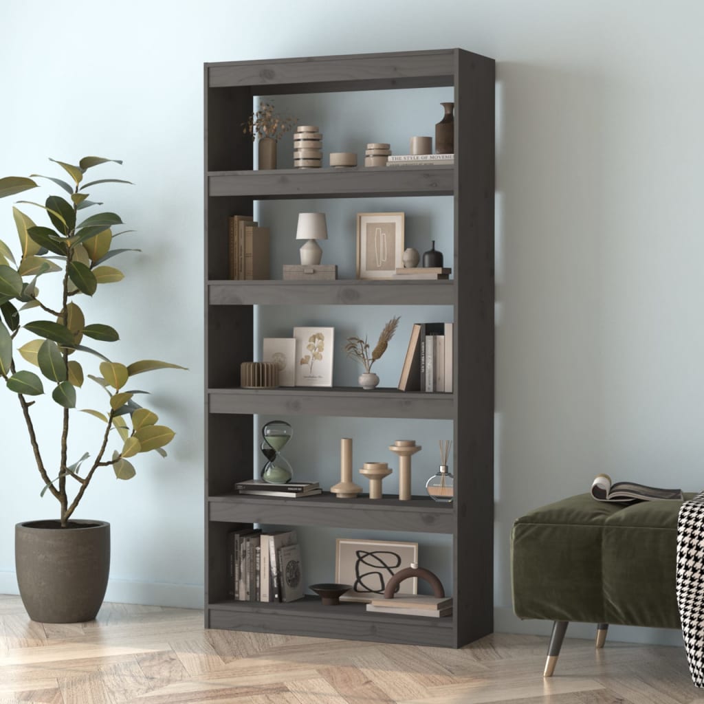 Bibliothèque/Séparateur de pièce Gris 80x30x167,4 cm Pin massif - XIOS