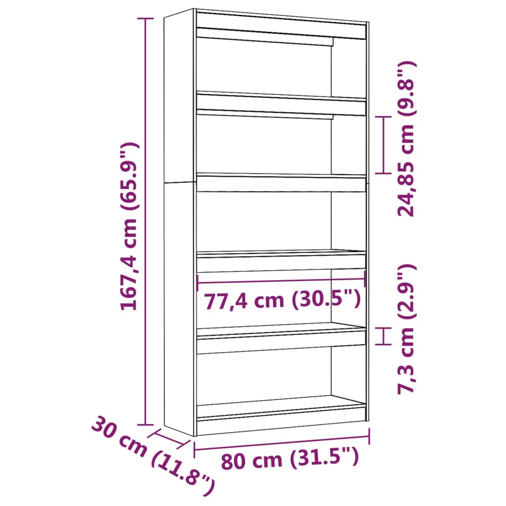 Bibliothèque/Séparateur de pièce Gris 80x30x167,4 cm Pin massif - XIOS