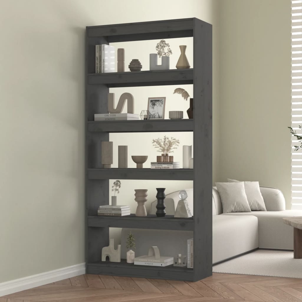 Bibliothèque/Séparateur de pièce Gris 80x30x167,4 cm Pin massif - XIOS