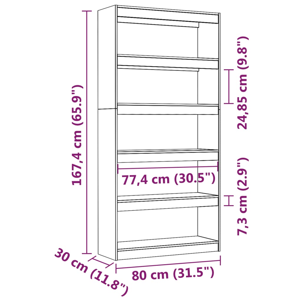 Bibliothèque/Séparateur de pièce Noir 80x30x167,4 cm Pin massif - XIOS