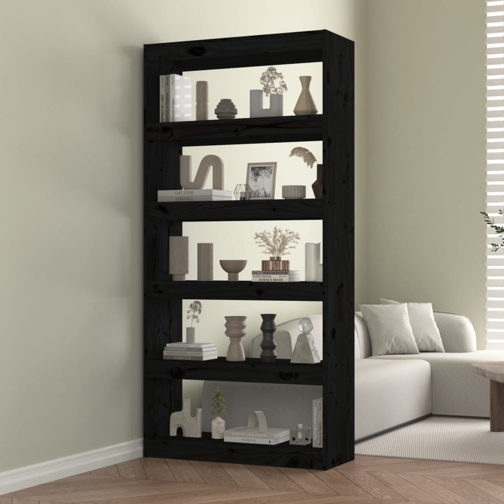 Bibliothèque/Séparateur de pièce Noir 80x30x167,4 cm Pin massif - XIOS