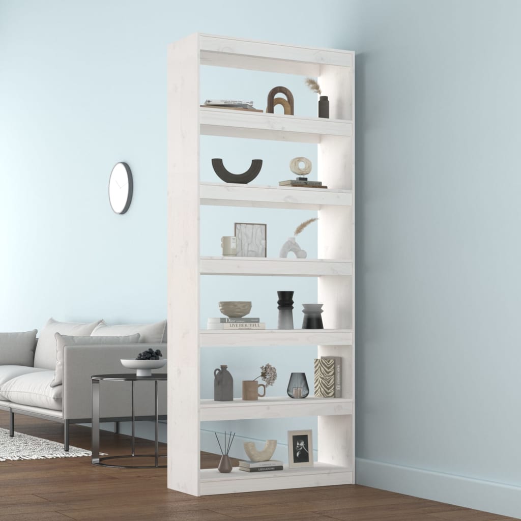 Bibliothèque/Séparateur de pièce Blanc 80x30x199,5cm Pin massif - XIOS