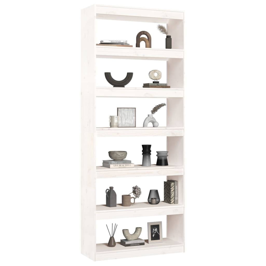 Bibliothèque/Séparateur de pièce Blanc 80x30x199,5cm Pin massif - XIOS