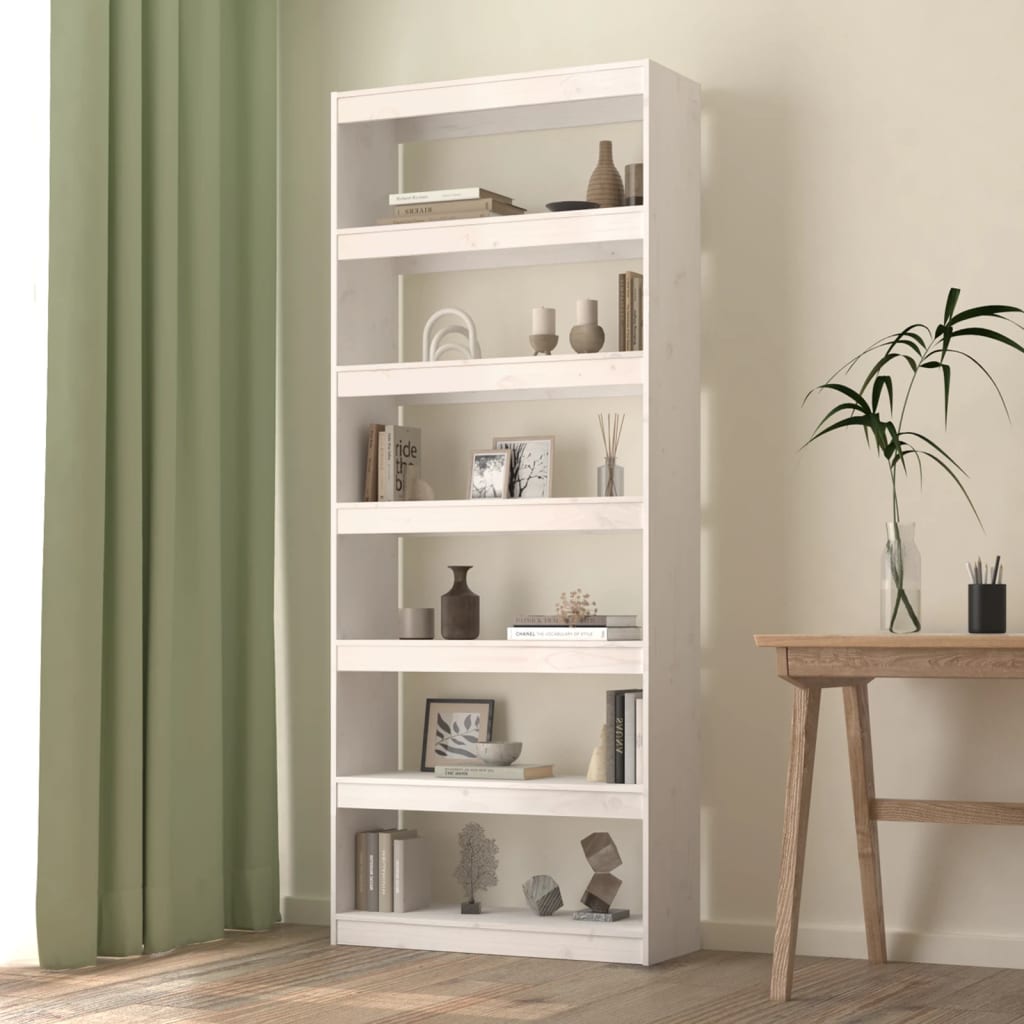 Bibliothèque/Séparateur de pièce Blanc 80x30x199,5cm Pin massif - XIOS
