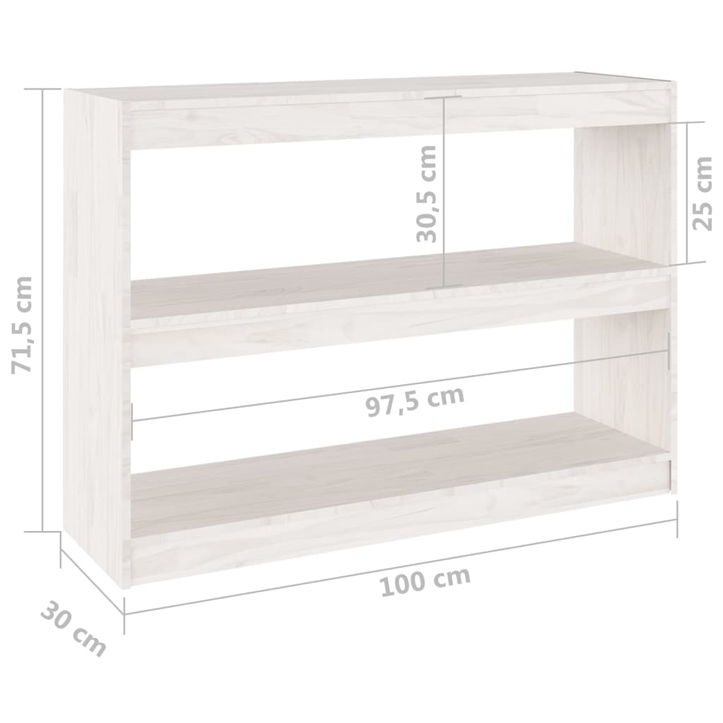 Bibliothèque/Séparateur de pièce Blanc 100x30x71,5cm Pin massif - XIOS