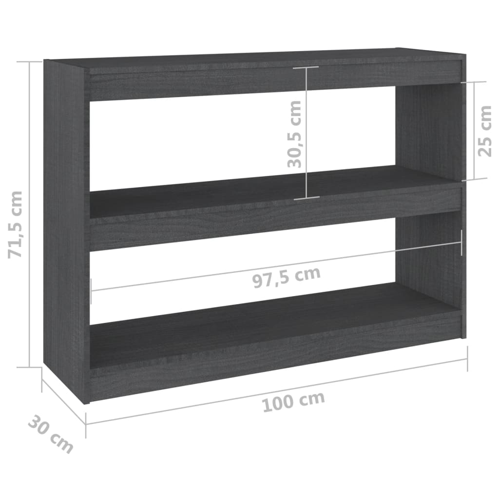 Bibliothèque/Séparateur de pièce Gris 100x30x71,5 cm Pin massif - XIOS