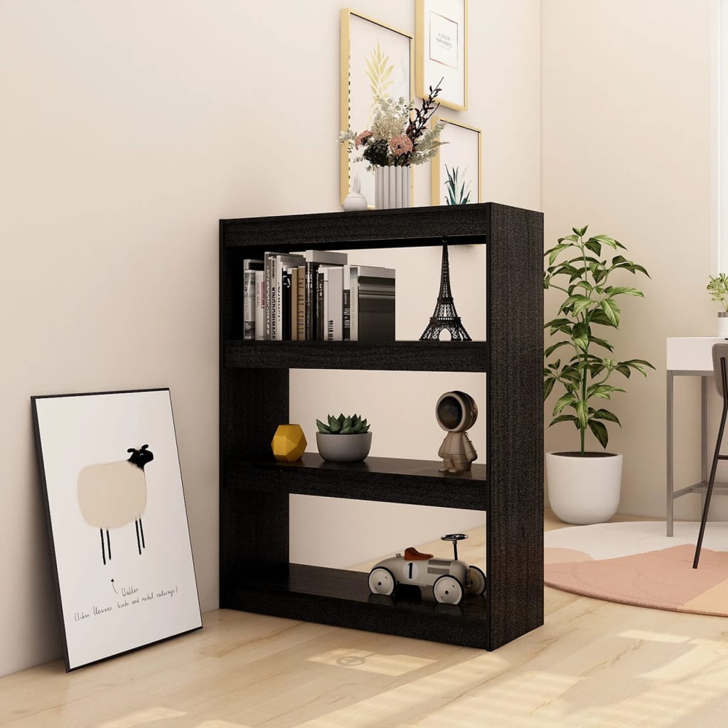 Bibliothèque/Séparateur de pièce Noir 100x30x103 cm Pin massif - XIOS