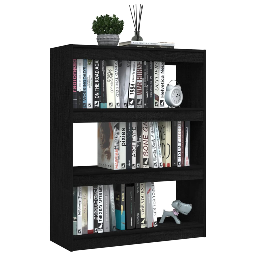 Bibliothèque/Séparateur de pièce Noir 100x30x103 cm Pin massif - XIOS