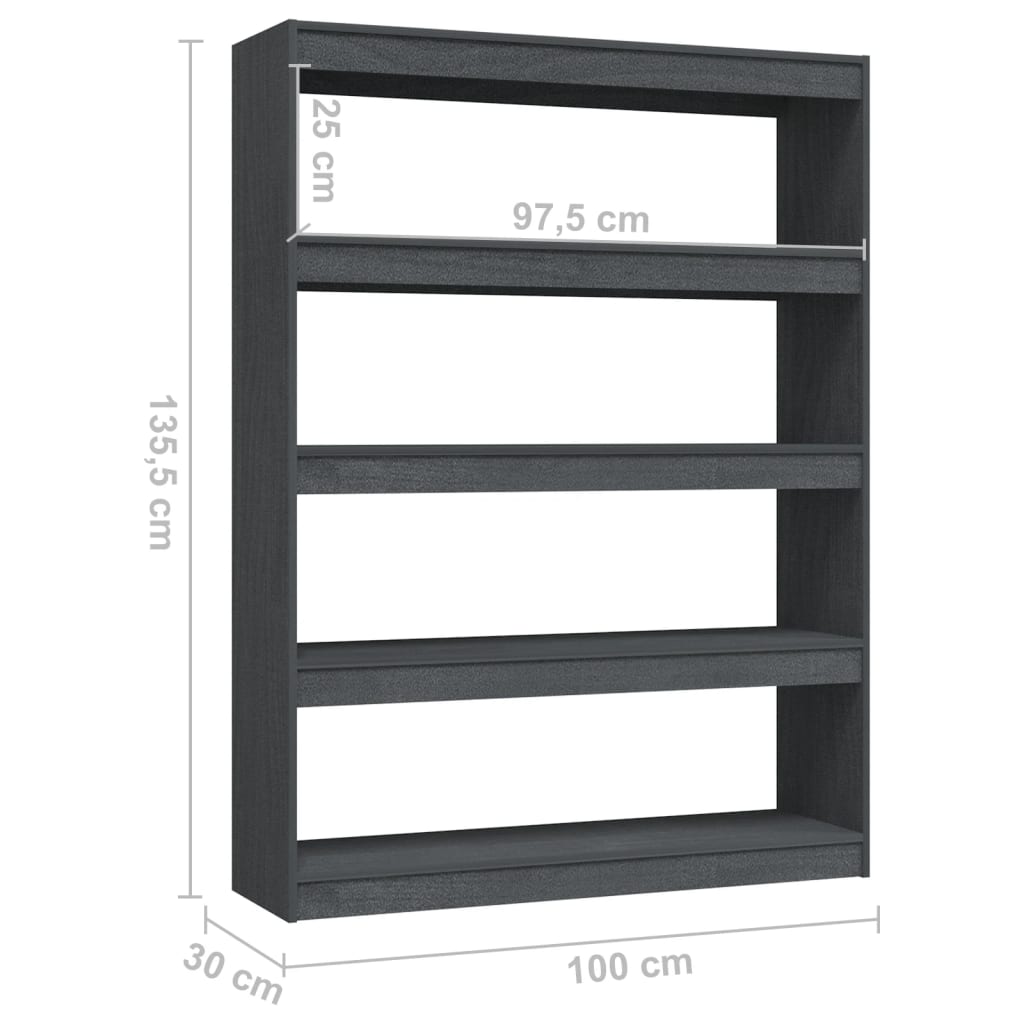 Bibliothèque/Séparateur de pièce Gris 100x30x135,5cm Pin massif - XIOS