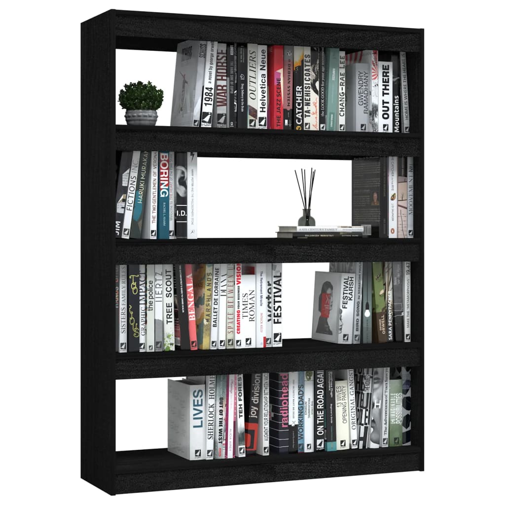 Bibliothèque/Séparateur de pièce Noir 100x30x135,5cm Pin massif - XIOS