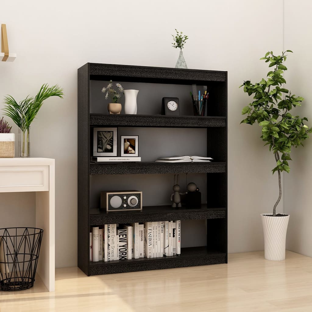 Bibliothèque/Séparateur de pièce Noir 100x30x135,5cm Pin massif - XIOS