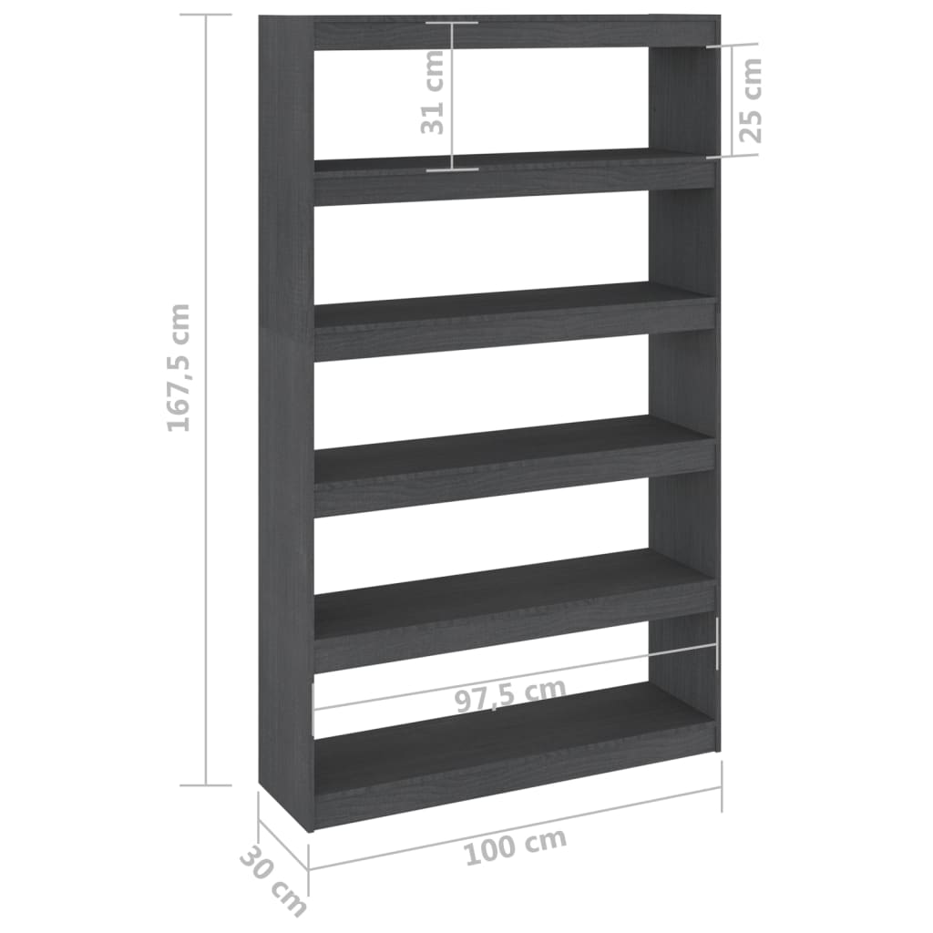 Bibliothèque/Séparateur de pièce Gris 100x30x167,5cm Pin massif - XIOS