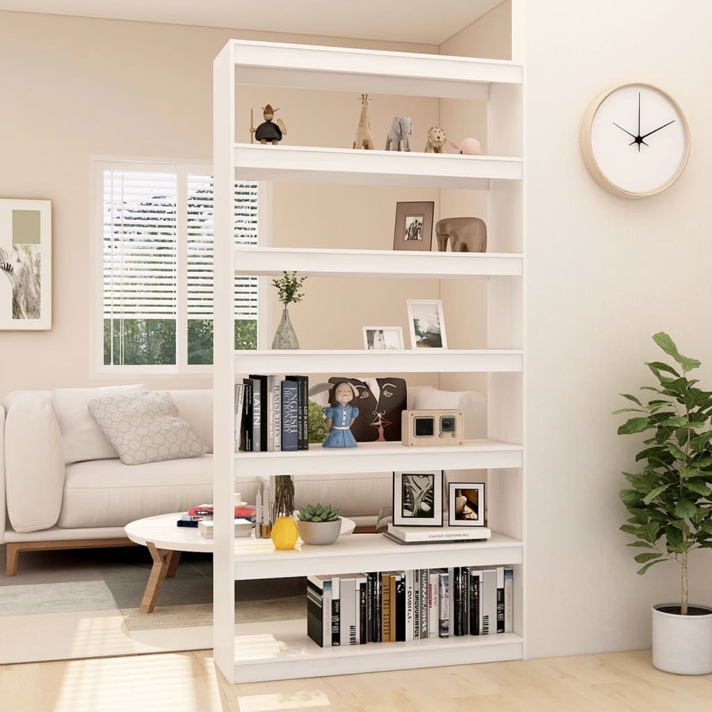 Bibliothèque/Séparateur de pièce Blanc 100x30x200 cm Pin massif - XIOS