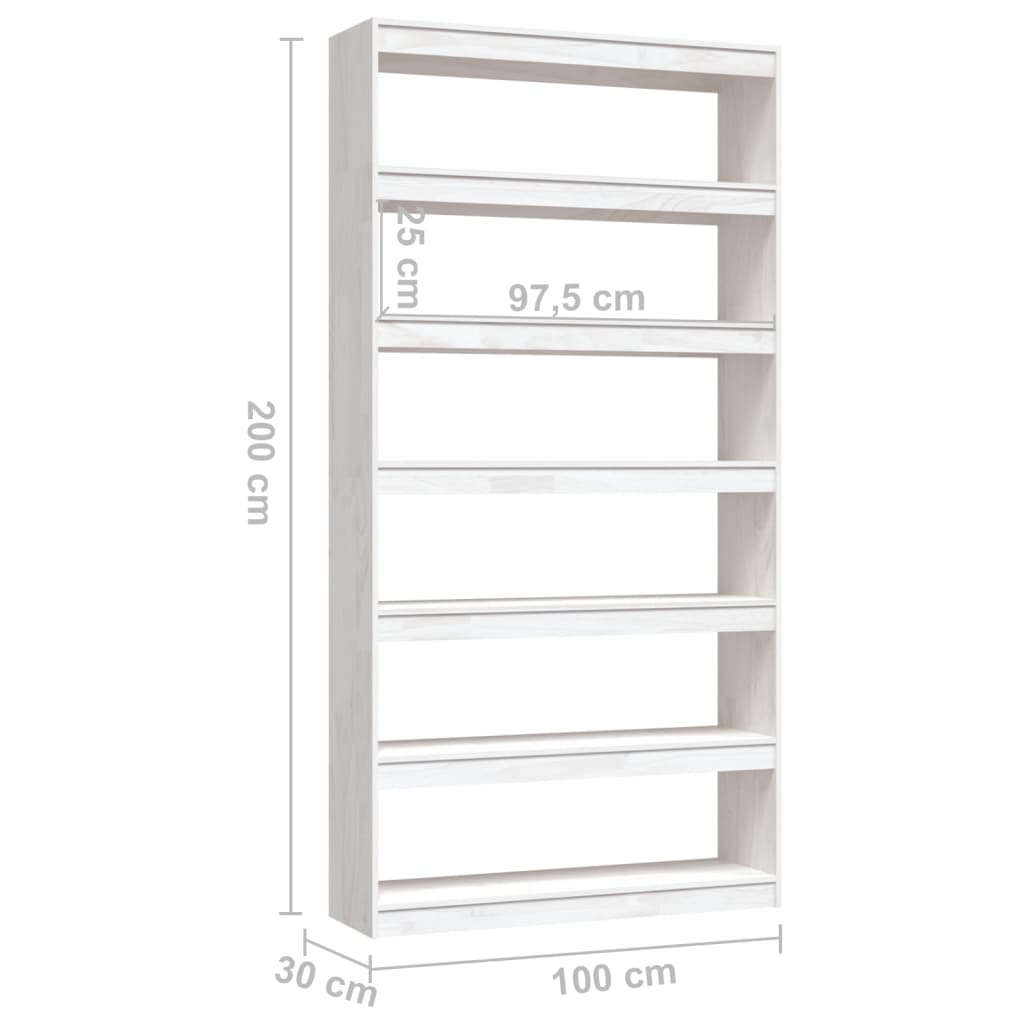Bibliothèque/Séparateur de pièce Blanc 100x30x200 cm Pin massif - XIOS