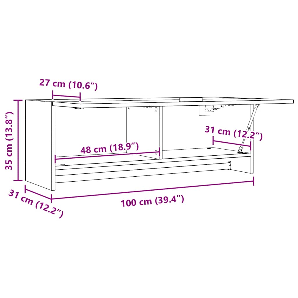 Garde-robe blanc 100x32,5x35 cm bois d'ingénierie - XIOS