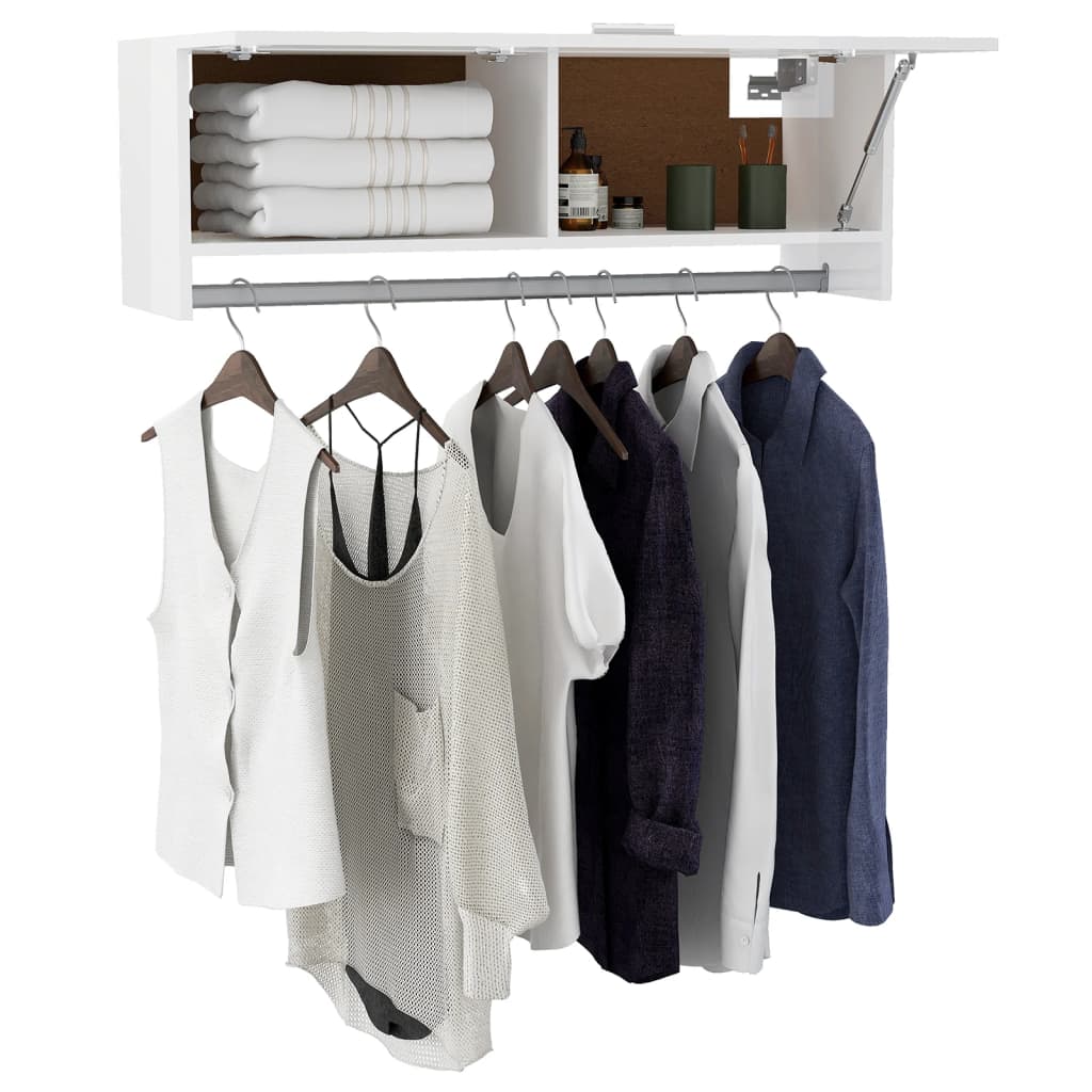 Garde-robe blanc brillant 100x32,5x35 cm bois d'ingénierie - XIOS
