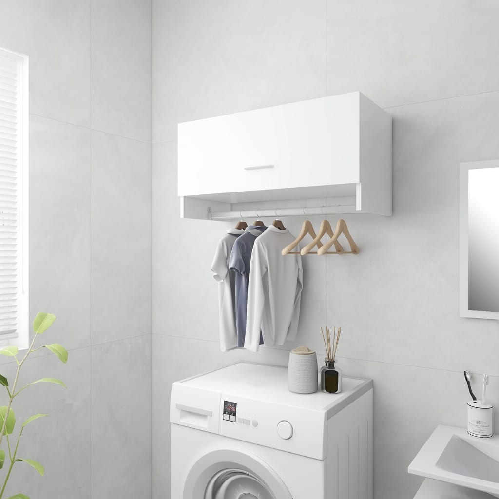 Garde-robe blanc brillant 70x32,5x35 cm bois d'ingénierie - XIOS