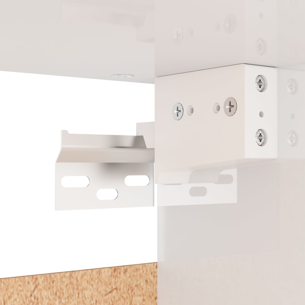 Garde-robe blanc brillant 70x32,5x35 cm bois d'ingénierie - XIOS