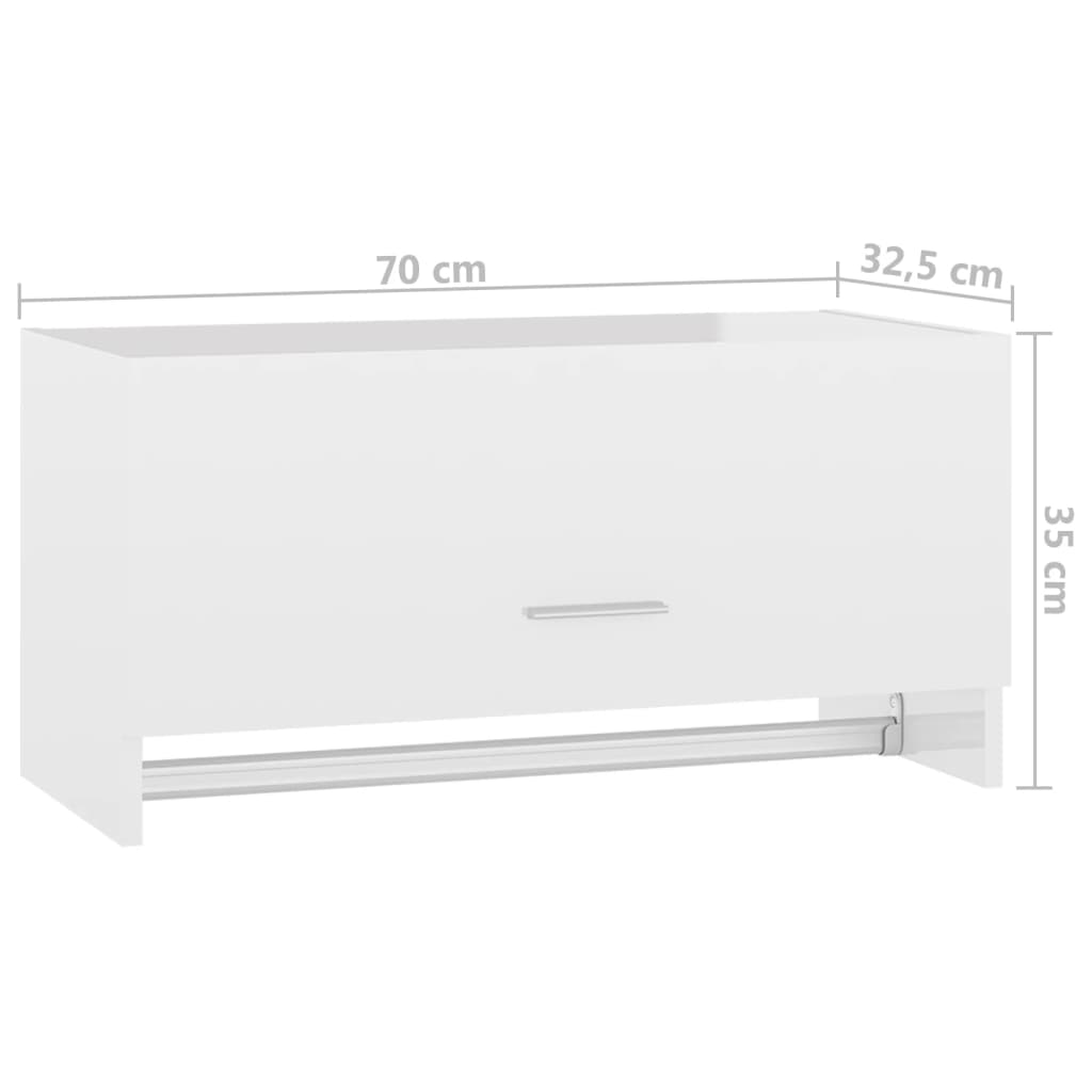 Garde-robe blanc brillant 70x32,5x35 cm bois d'ingénierie - XIOS