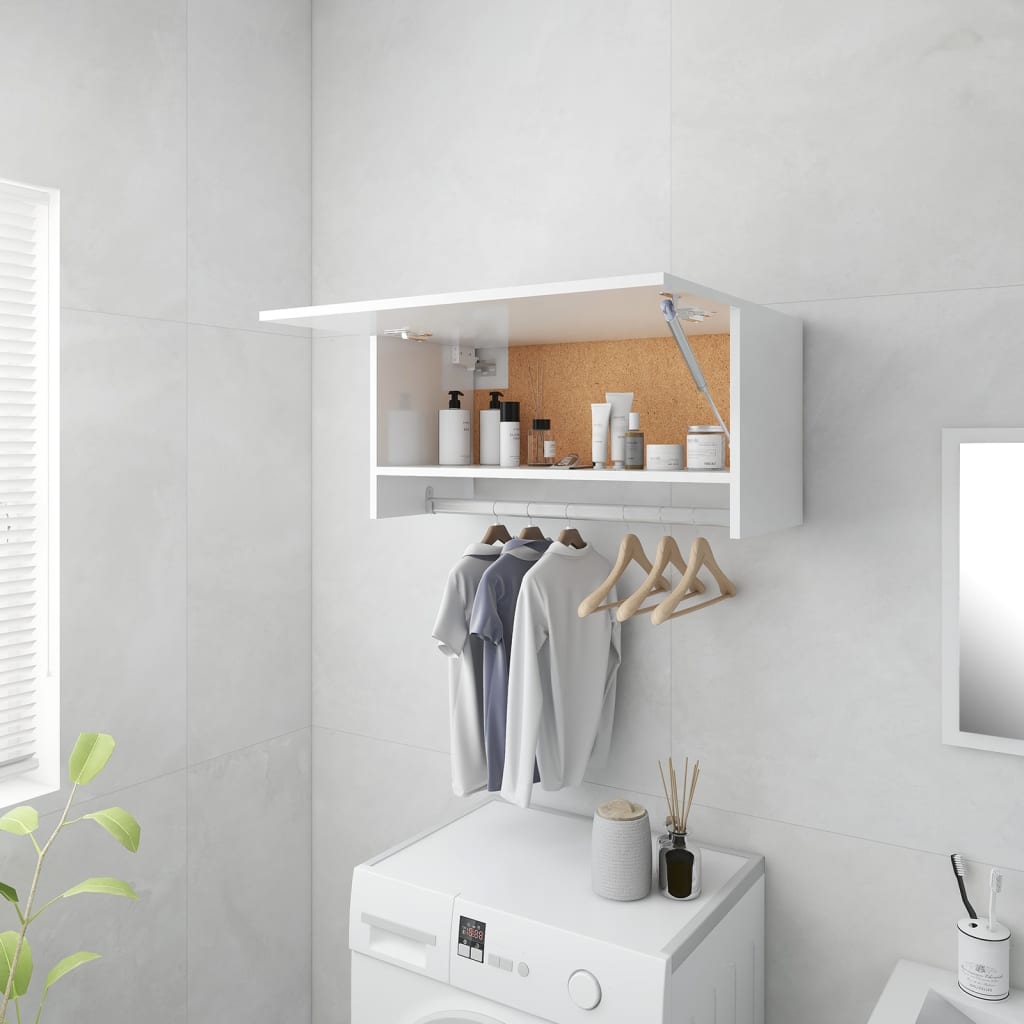Garde-robe blanc brillant 70x32,5x35 cm bois d'ingénierie - XIOS