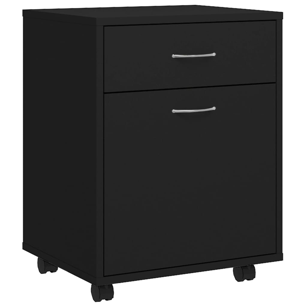 Armoire à roulettes Noir 45x38x54 cm Bois d’ingénierie