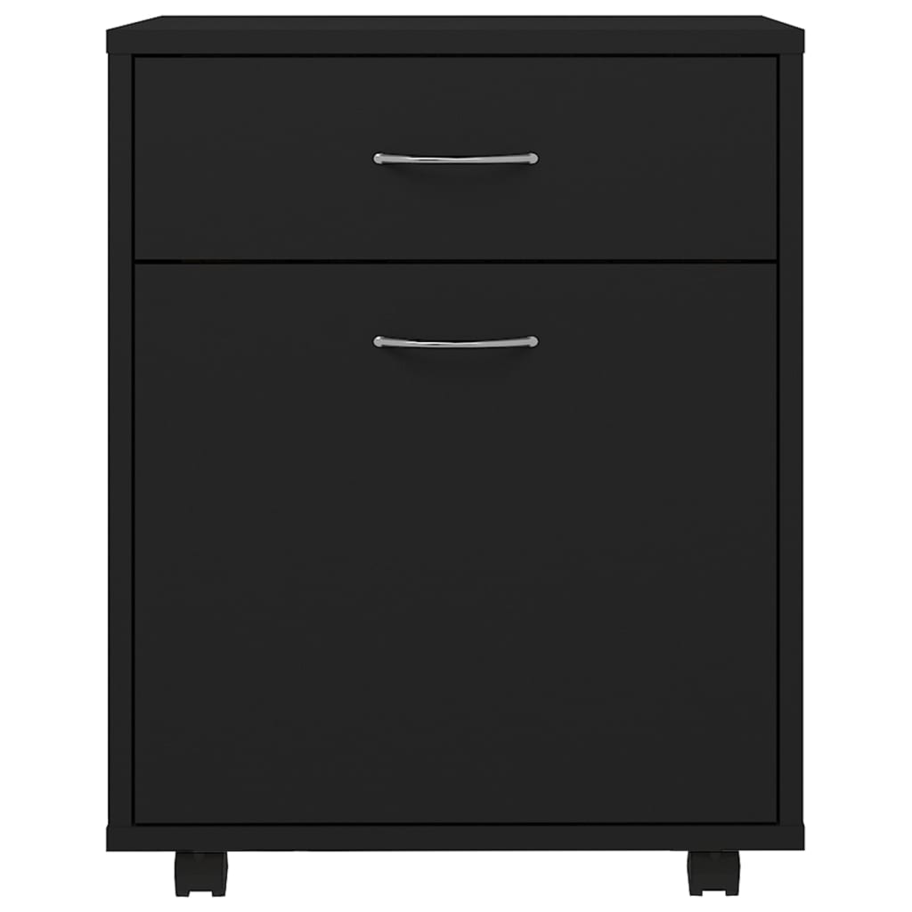Armoire à roulettes Noir 45x38x54 cm Bois d’ingénierie
