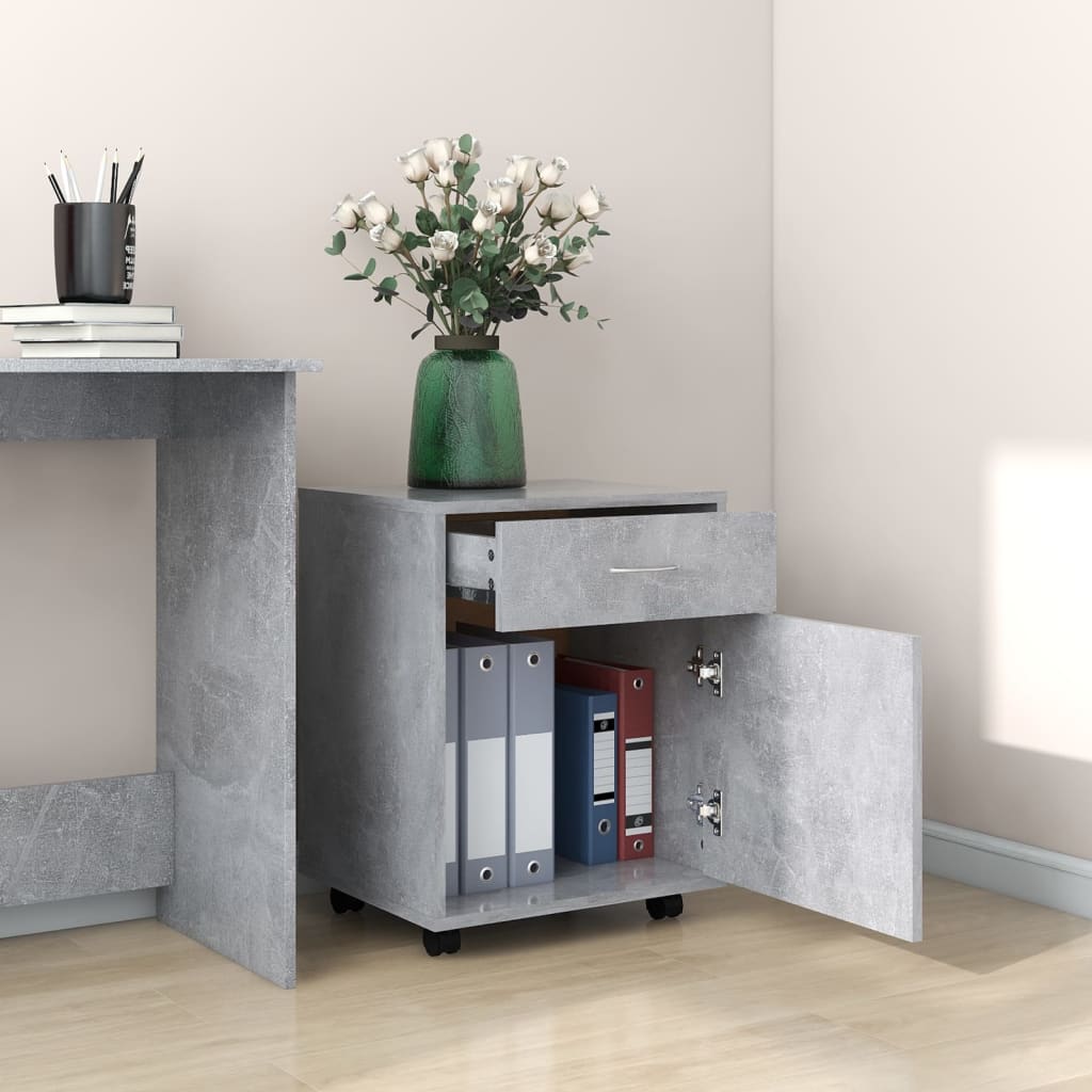 Armoire à roulettes Gris béton 45x38x54 cm Bois d’ingénierie