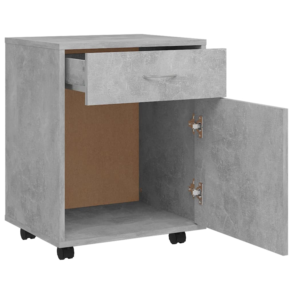 Armoire à roulettes Gris béton 45x38x54 cm Bois d’ingénierie