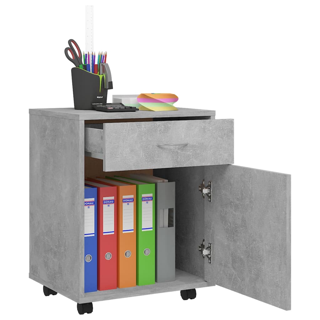 Armoire à roulettes Gris béton 45x38x54 cm Bois d’ingénierie