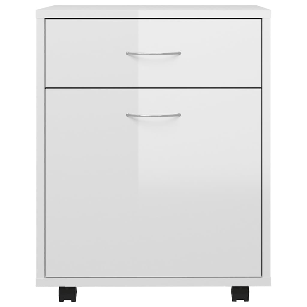 Armoire à roulettes Blanc brillant 45x38x54cm Bois d’ingénierie