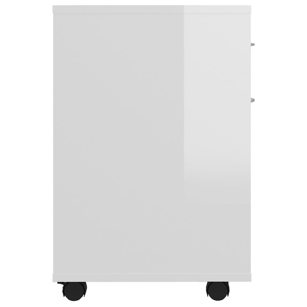 Armoire à roulettes Blanc brillant 45x38x54cm Bois d’ingénierie