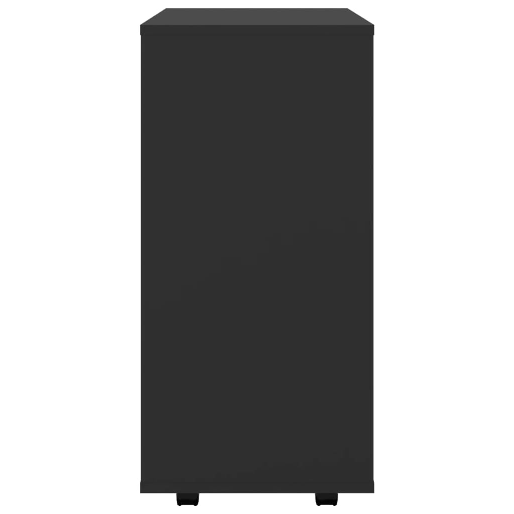 Armoire à roulettes Noir 60x35x75 cm Bois d’ingénierie
