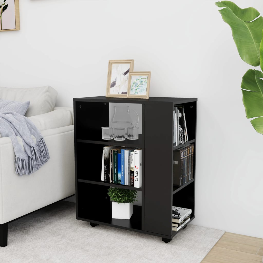 Armoire à roulettes Noir 60x35x75 cm Bois d’ingénierie