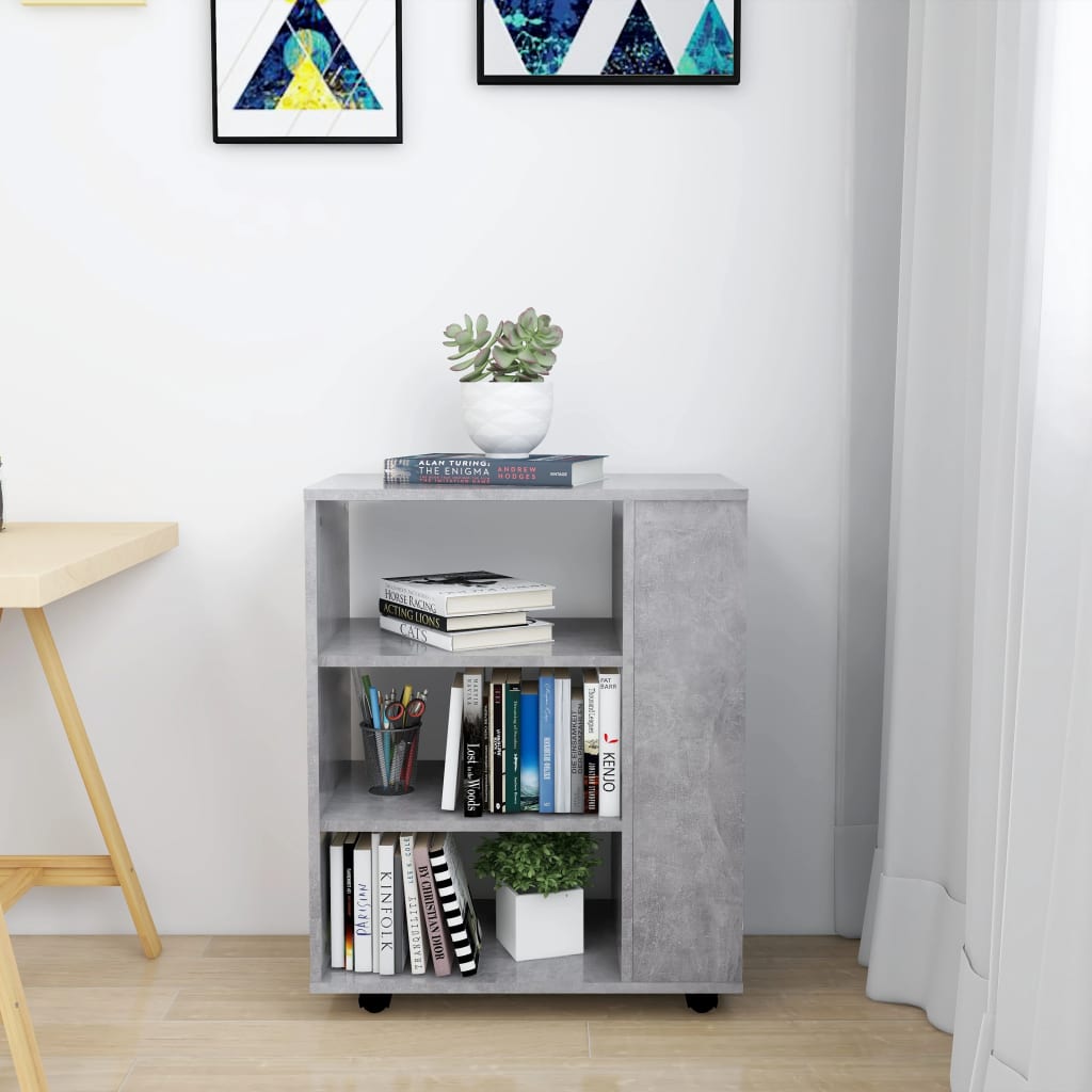 Armoire à roulettes Gris béton 60x35x75 cm Bois d’ingénierie