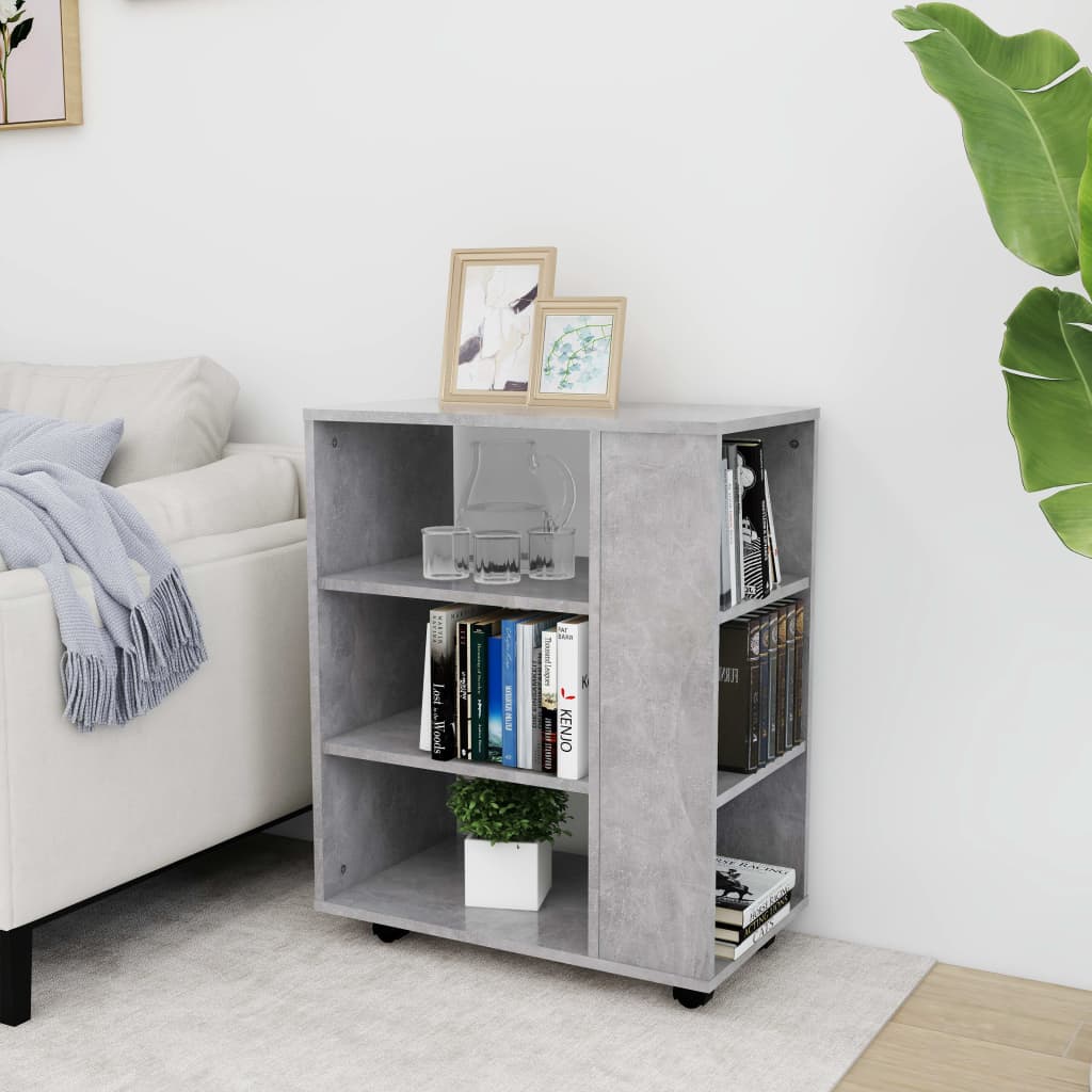 Armoire à roulettes Gris béton 60x35x75 cm Bois d’ingénierie