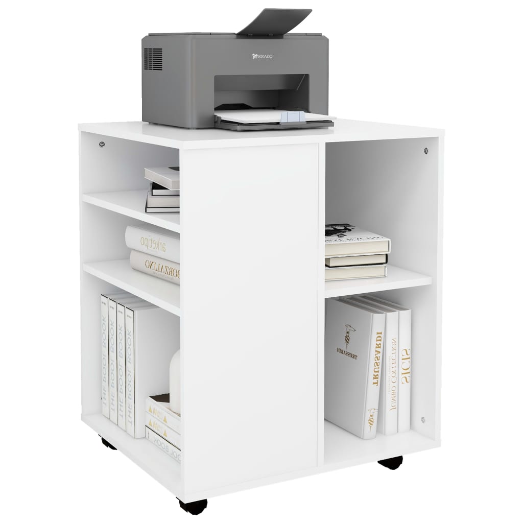 Armoire à roulettes Blanc 60x53x72 cm Bois d’ingénierie