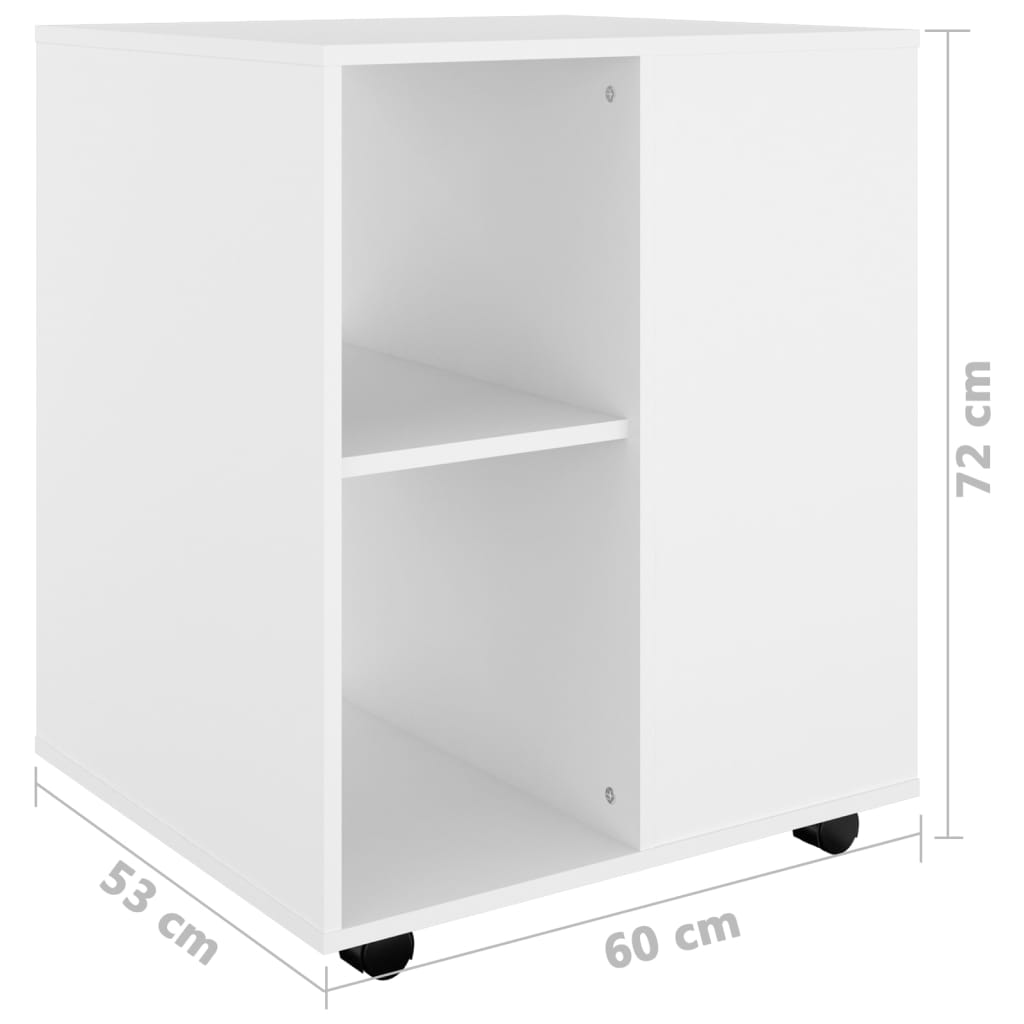 Armoire à roulettes Blanc 60x53x72 cm Bois d’ingénierie