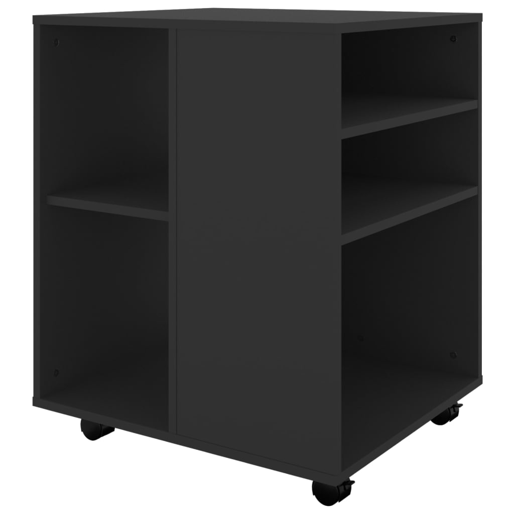 Armoire à roulettes Noir 60x53x72 cm Bois d’ingénierie