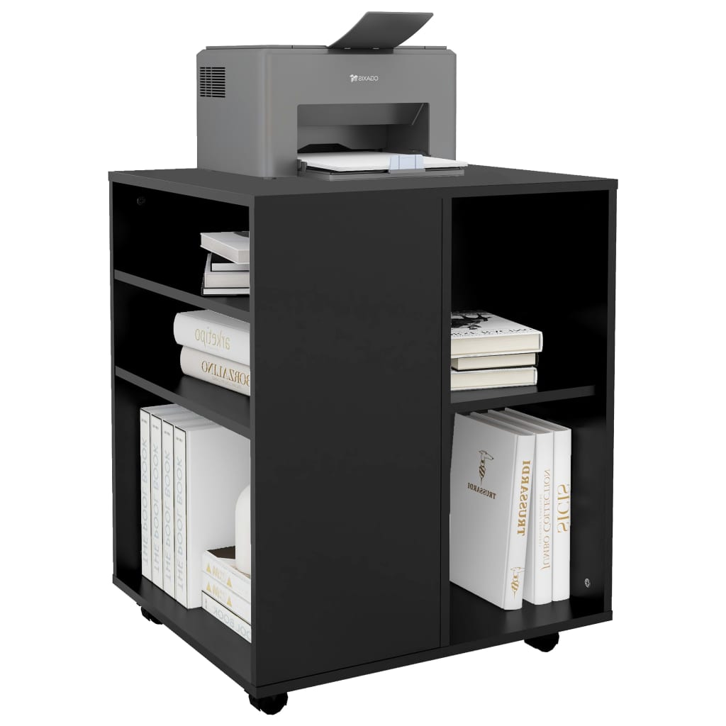 Armoire à roulettes Noir 60x53x72 cm Bois d’ingénierie
