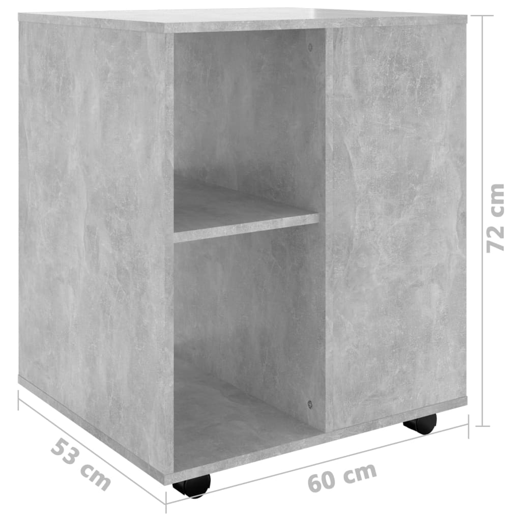 Armoire à roulettes Gris béton 60x53x72 cm Aggloméré