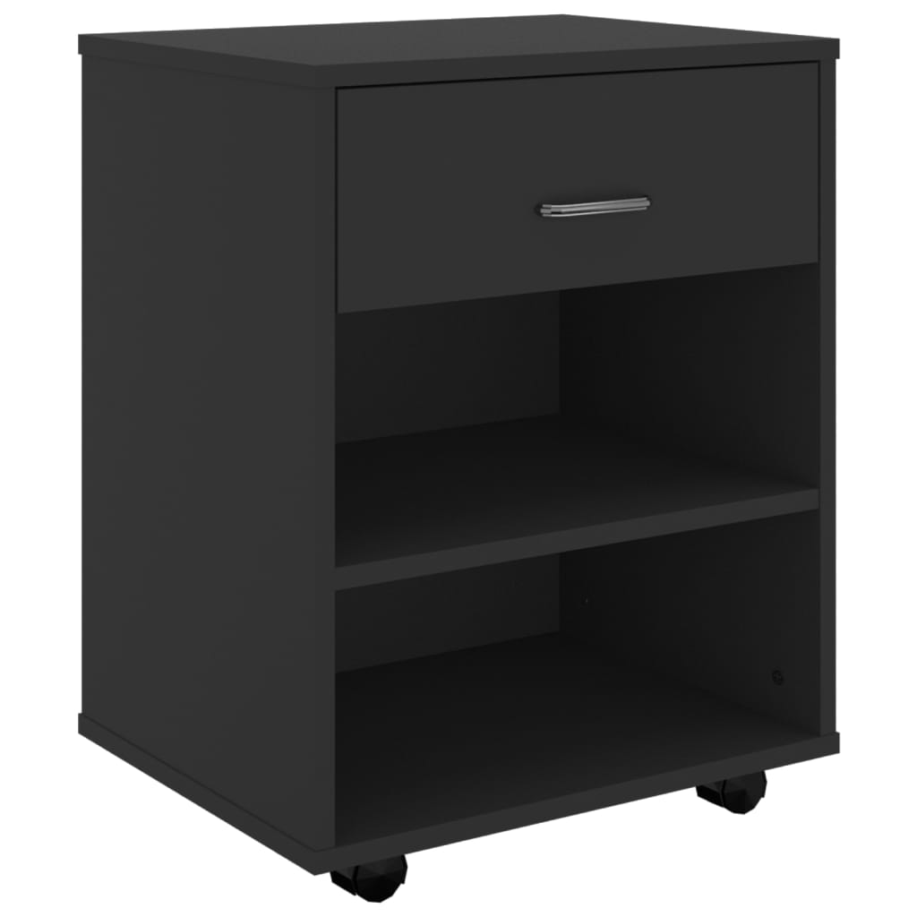 Armoire à roulettes Noir 46x36x59 cm Bois d'ingénierie