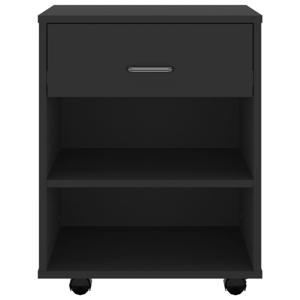 Armoire à roulettes Noir 46x36x59 cm Bois d'ingénierie