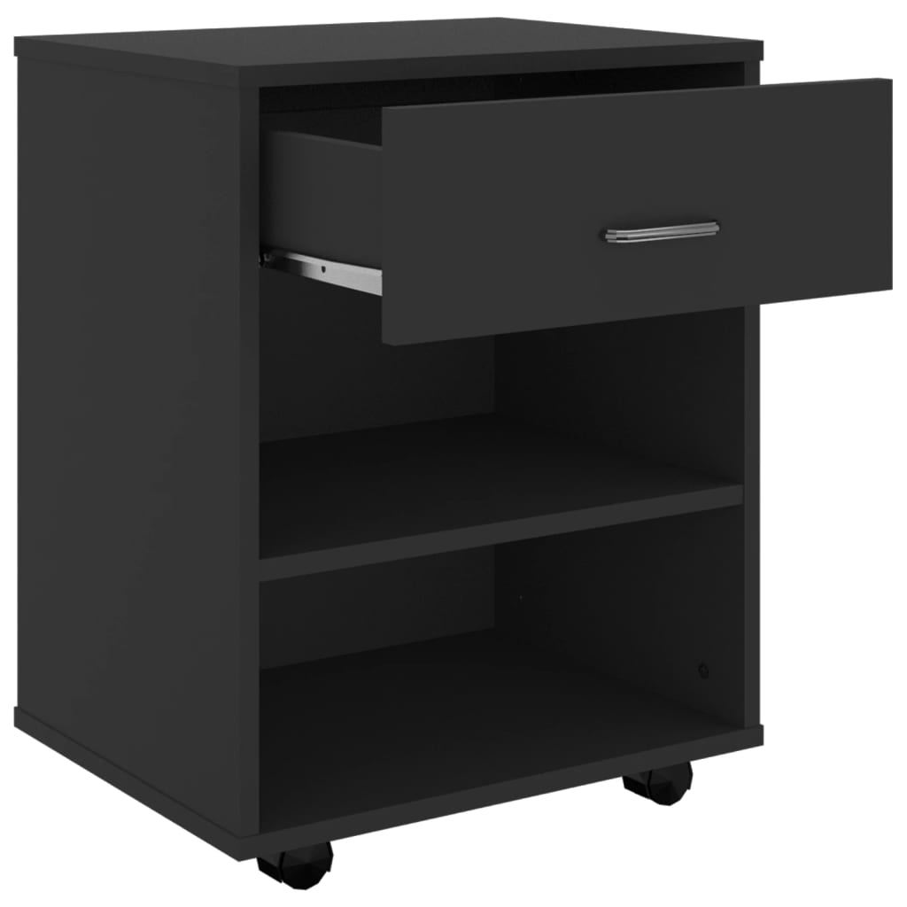 Armoire à roulettes Noir 46x36x59 cm Bois d'ingénierie