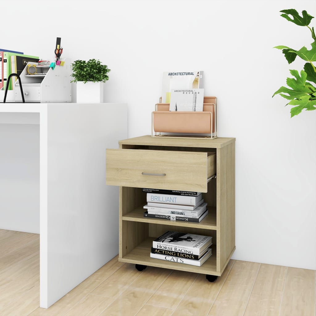 Armoire à roulettes Chêne sonoma 46x36x59 cm Bois d’ingénierie
