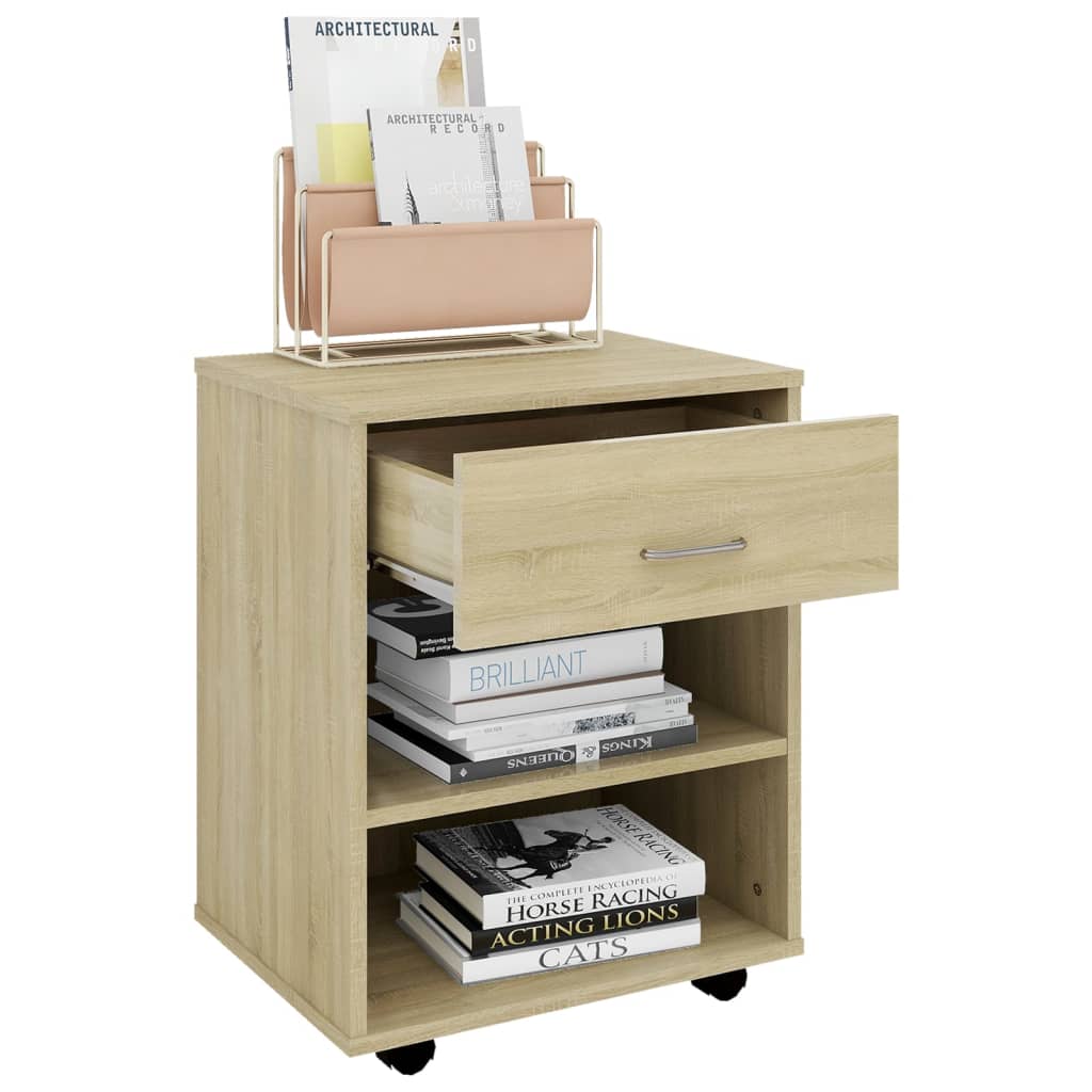 Armoire à roulettes Chêne sonoma 46x36x59 cm Bois d’ingénierie
