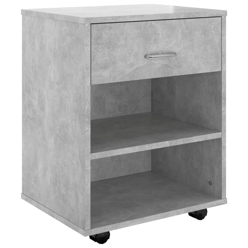 Armoire à roulettes Gris béton 46x36x59 cm Bois d’ingénierie